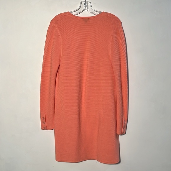 TALBOTS Coral/Peach Cotton Open Front Long Line 3 Button Cuff Knit Cardigan  MP - Picture 3 of 15
